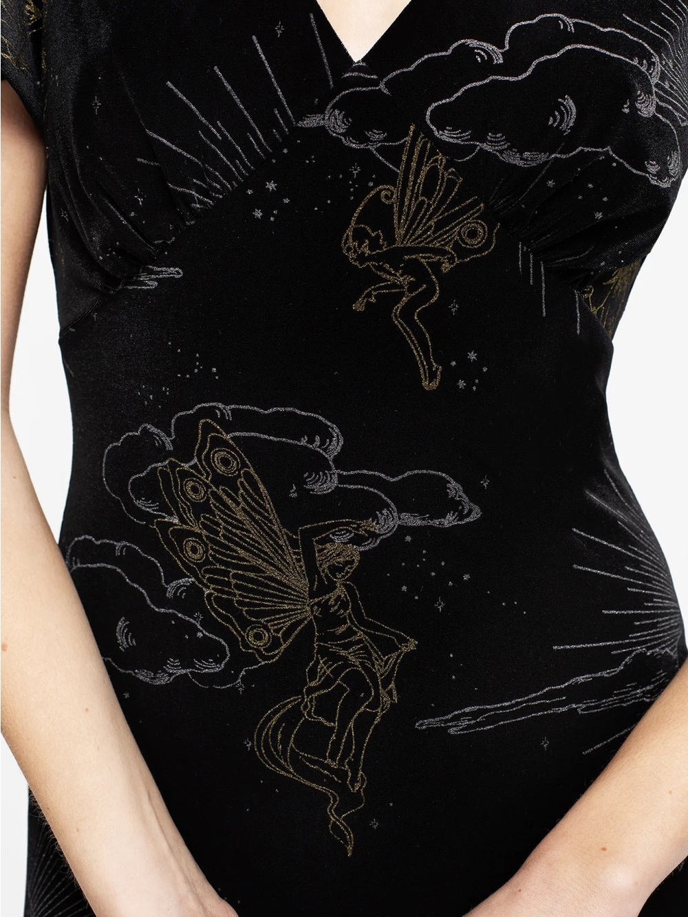 Adelina Foil Print Velour Midaxi Dress - Picture 2 of 5
